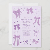 コケットボーパープルバースデーパーティーの招待 招待状 (正面)