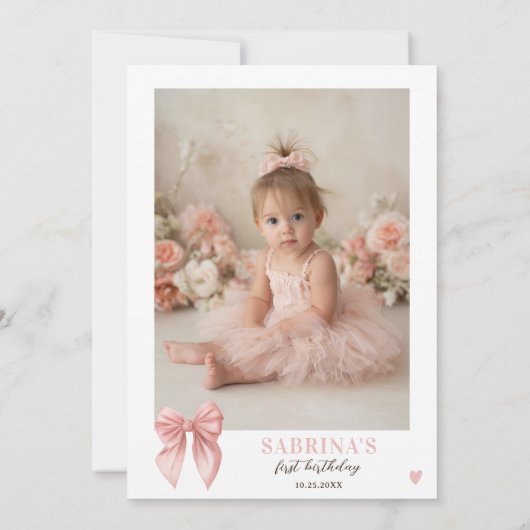 コケットボーピンクガールズジャストウィーンファースト誕生日 招待状 (裏面)