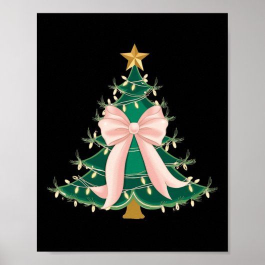 コケットボーピンククリスマスツリー弓クリスマス女性G ポスター (正面)