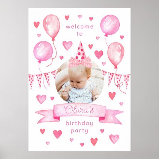 コケットボーピンクフォトハットバースデーパーティーへようこそ ポスター (正面)