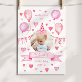 コケットボーピンクフォトハットバースデーパーティーへようこそ ポスター