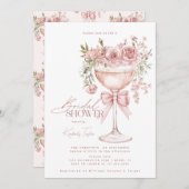 コケットボーピンクローゼスプロセッコブライダルシャワー 招待状 (正面/裏面)