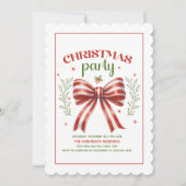 コケットボーレッドホワイトスカロップクリスマスパーティー 招待状 (正面)