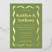 コケットボー結婚レトロ実在ズ 箔招待状 (正面)