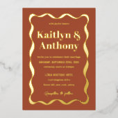 コケットボー結婚レトロ実在ズ 箔招待状 (正面)