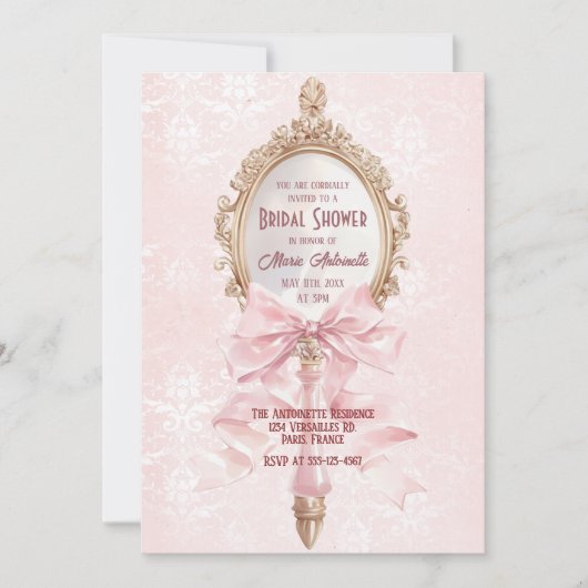 コケットマリーアントワネットロココブライダルシャワー 招待状 (正面)