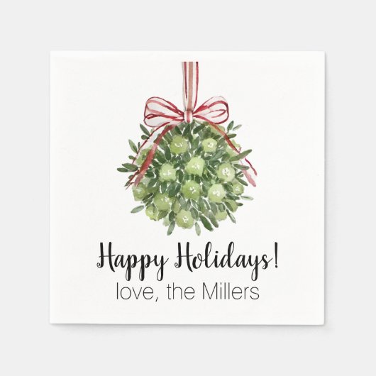 コケットミスタントウオーターカラークリスマスナプキン スタンダードカクテルナプキン (正面)