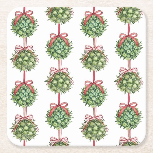 コケットミスタートウオーターカラークリスマスコースター スクエアペーパーコースター (正面)