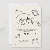 コケットモダンタイポグラフィニューヤッツイブパーティー 招待状 (正面)