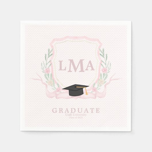 コケットモノグラム卒業 スタンダードカクテルナプキン (正面)