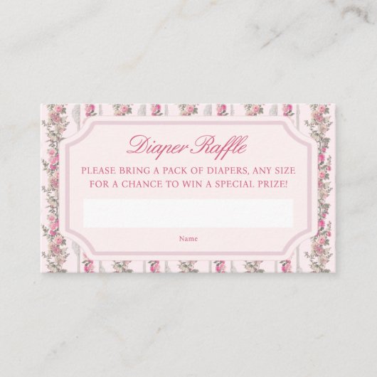 コケットラブシャックベビーシャワーおむつラッフル エンクロージャーカード (正面)