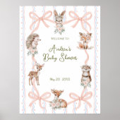 コケットリボンウッドランドベビーシャワーウェルカム ポスター (正面)