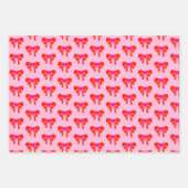 コケットリボンパターンレッドピンクブラック名門私立校風のy2k ラッピングペーパーシート (正面3)