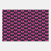 コケットリボンパターンレッドピンクブラック名門私立校風のy2k ラッピングペーパーシート (正面)