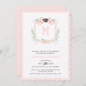 コケットリボン卒業モノグラムクレスト 招待状 (正面/裏面)