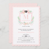 コケットリボン卒業モノグラムクレスト 招待状 (正面/裏面)