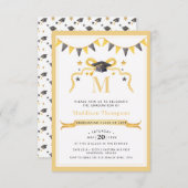 コケットリボン卒業モノグラムクレスト 招待状 (正面/裏面)