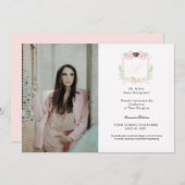 コケットリボン卒業モノグラムクレスト 招待状 (正面/裏面)