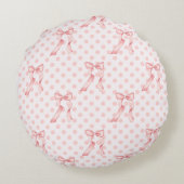 コケットルームデコールピンクボウズ&水玉模様 ラウンドクッション (裏面)