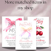 コケットレッドさくらんぼオントップピンクボウブライダルシャワー 招待状