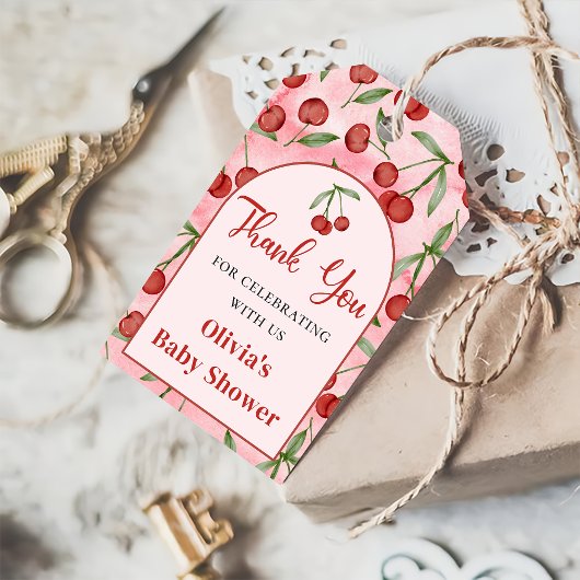 コケットレッドさくらんぼベビーシャワーギフトラベル ギフトタグ