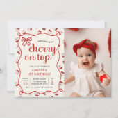コケットレッドさくらんぼ1stバースデーフォト招待状 招待状 (正面)