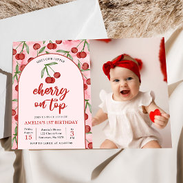 コケットレッドさくらんぼ1st誕生日パーティー写真 招待状