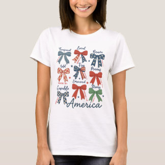 コケットレッドホワイト&ブルーパトリオティオボーズ7月4日 Tシャツ