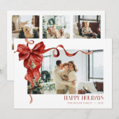 コケットレッドボウホリデーフォトクリスマスカード シーズンカード (正面/裏面)