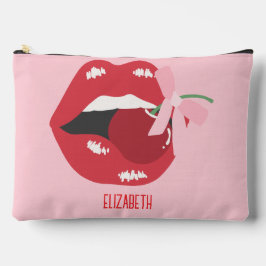 コケットレッドリップピンクリボンボウ アクセサリーポーチ