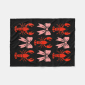 コケットロブスターNKボウクリーンガールレトロ美学 フリースブランケット (正面(横))