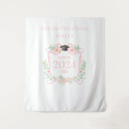 コケット卒業クレストとボーフォトバックグラウンド タペストリー