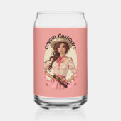 コケット女性のカーボーイウェスタンファッションポートレート ガラス缶 (正面)