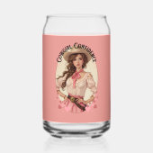 コケット女性のカーボーイウェスタンファッションポートレート ガラス缶 (裏面)