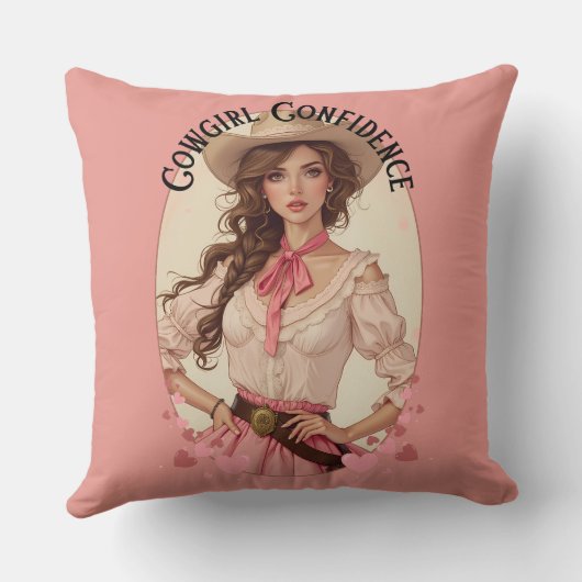 コケット女性のカーボーイウェスタンファッションポートレート クッション (裏面)