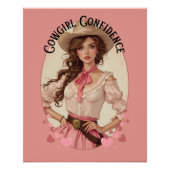コケット女性のカーボーイウェスタンファッションポートレート ポスター (正面)