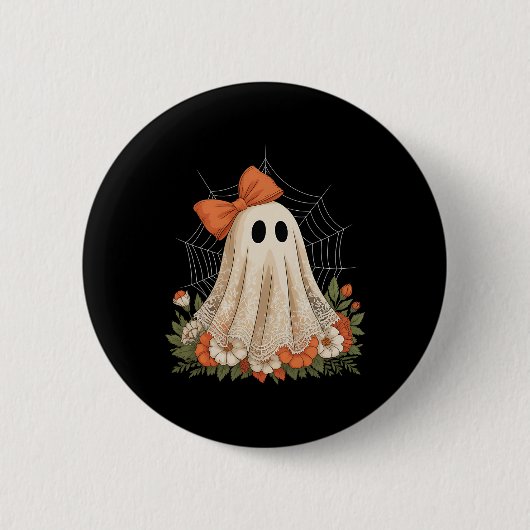 コケット幽霊ハロウィーンフラワー幽霊レース不気味 缶バッジ (正面)