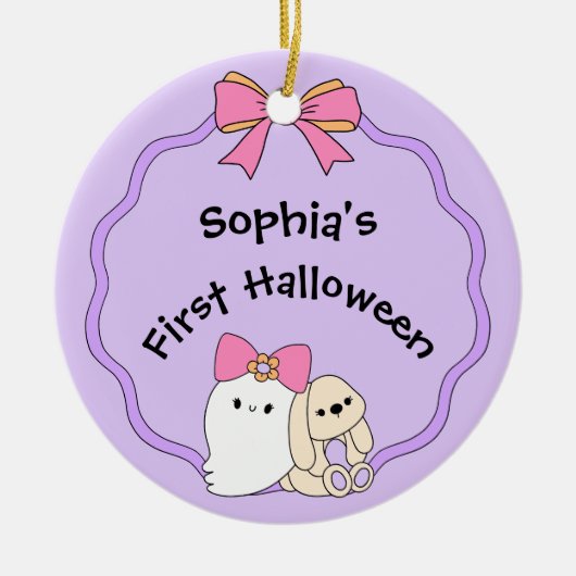 コケット幽霊ファーストハロウィンフォトオーナメント セラミックオーナメント (正面)