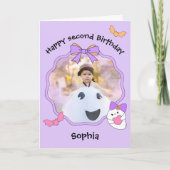 コケット幽霊ボウフレームフォトハッピーバースデーカード カード (正面)