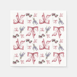 コケット弓とフローラプリント – ソフトピンク スタンダードカクテルナプキン
