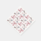 コケット弓とフローラプリント – ソフトピンク スタンダードカクテルナプキン (角)