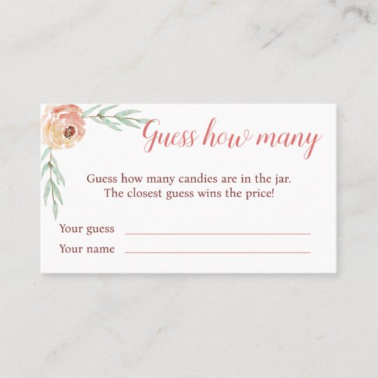 コケット弓と花模様はカードの数を推測 名刺 (正面)