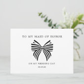 コケット弓に私のメイド・オブ・オーナー（花嫁付き添い人）結婚式の日写真 サンキューカード (スタンド正面)