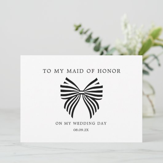 コケット弓に私のメイド・オブ・オーナー(花嫁付き添い人)結婚式の日写真 サンキューカード (スタンド正面)