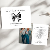 コケット弓に私のメイド・オブ・オーナー（花嫁付き添い人）結婚式の日写真 サンキューカード