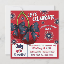 コケット弓のさくらんぼ白と青 招待状