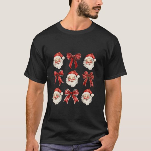 コケット弓サンタクロース陽気なクリスマス女性Xma Tシャツ (正面)