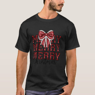 コケット弓サンタクロース陽気なクリスマス女性Xma Tシャツ