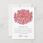 コケット弓スクリプトベビーシャワー サンキューカード (正面)