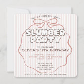 コケット弓スランバーピンクパーティー誕生日 招待状 (正面)